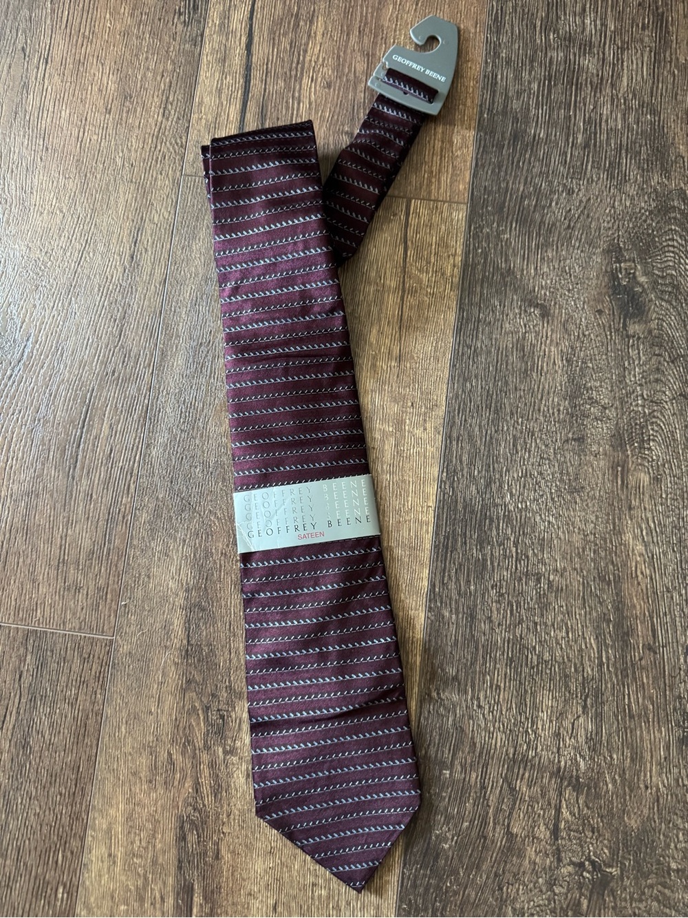 Geoffrey Beene Maroon Stripe Satin Tie